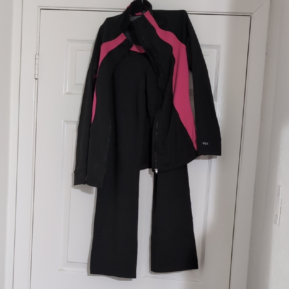 Victoria's Secret Black and Pink Track Pants